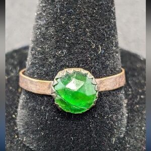 19th C. Bronze Ring w/ Green
Gemstone Size 9-1/2